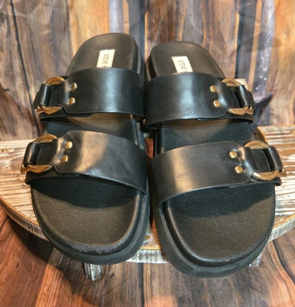 Steve Madden Hanni platform slides Black Women’s Sz 7M